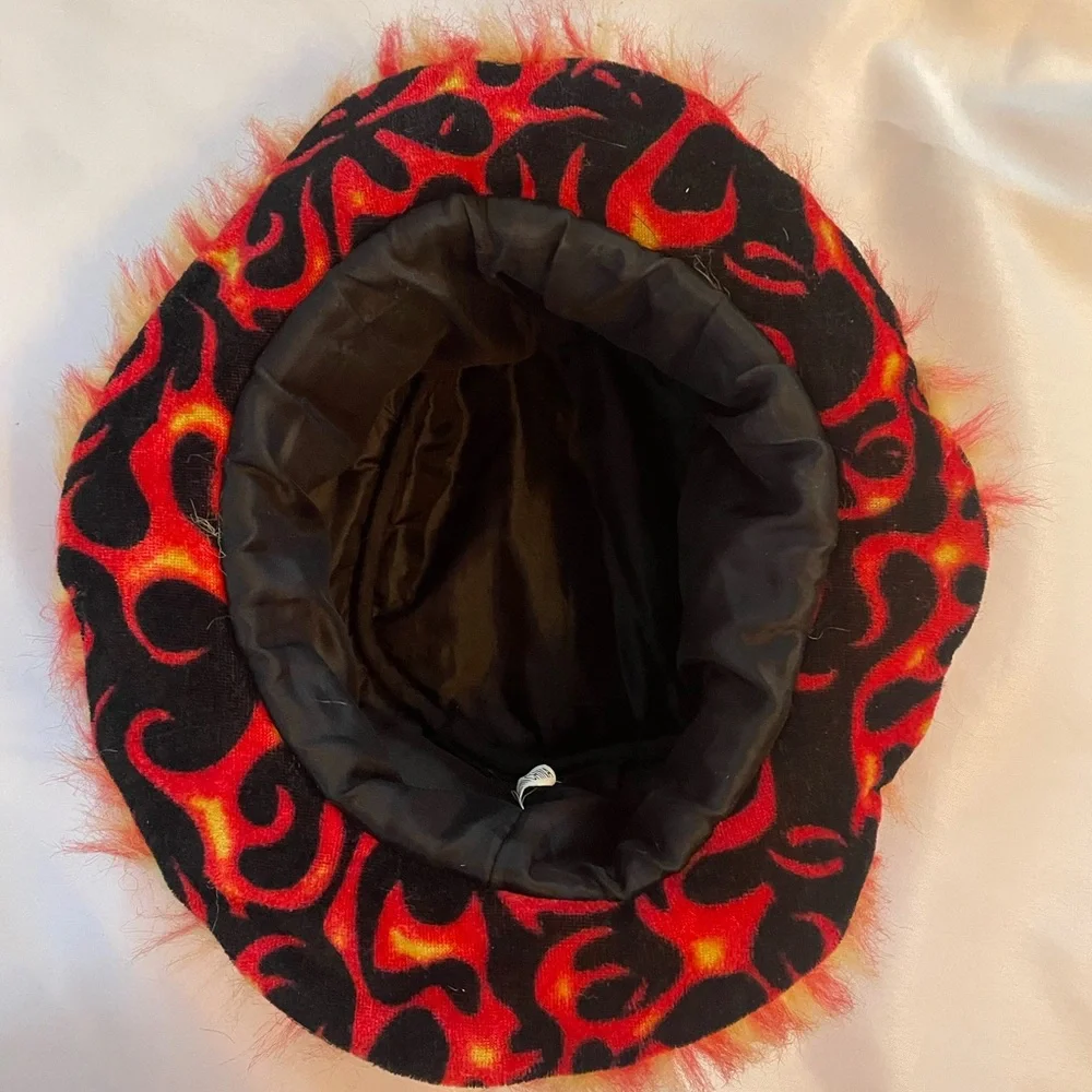 Furry Red, Yellow, and Black Warm Women’s Hat,‎ Soft and Stretchy, OS Fits Most